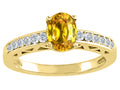 Tommaso Design Oval 7x5mm Genuine Yellow Sapphire Solitaire Engagement Ring
