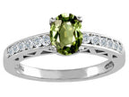 Tommaso Design Oval 7x5mm Genuine Green Sapphire Solitaire Engagement Ring