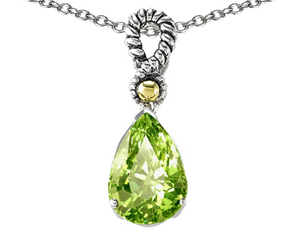 Genuine 11x8mm Peridot Pendant Necklace