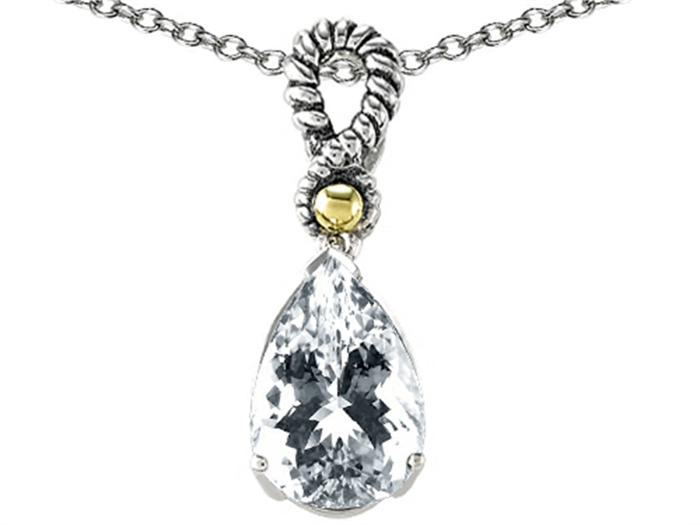 Genuine 11x8mm White Topaz Pendant Necklace
