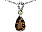 11x8mm Genuine Smoky Quartz Pendant Necklace
