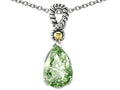 Genuine 11x8mm Green Amethyst Pendant Necklace