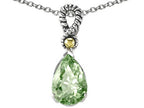 Genuine 11x8mm Green Amethyst Pendant Necklace