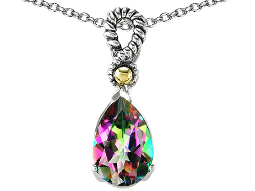 Genuine 11x8mm Mystic Rainbow Topaz Pendant Necklace