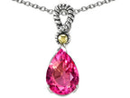 11x8mm Simulated Pink Topaz Pendant Necklace