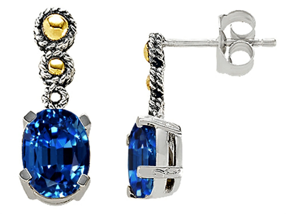 Created Blue Sapphire Earrings