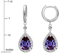 Star K™ Pear Shape 9x7mm Simulated Alexandrite Drop Earrings Dangling On Huggie Hoop