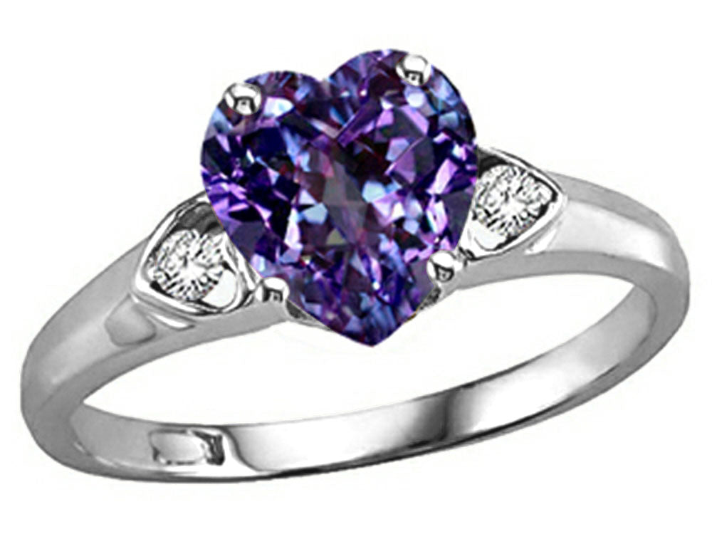 Tommaso Design Heart Shape 8mm Simulated Alexandrite Ring