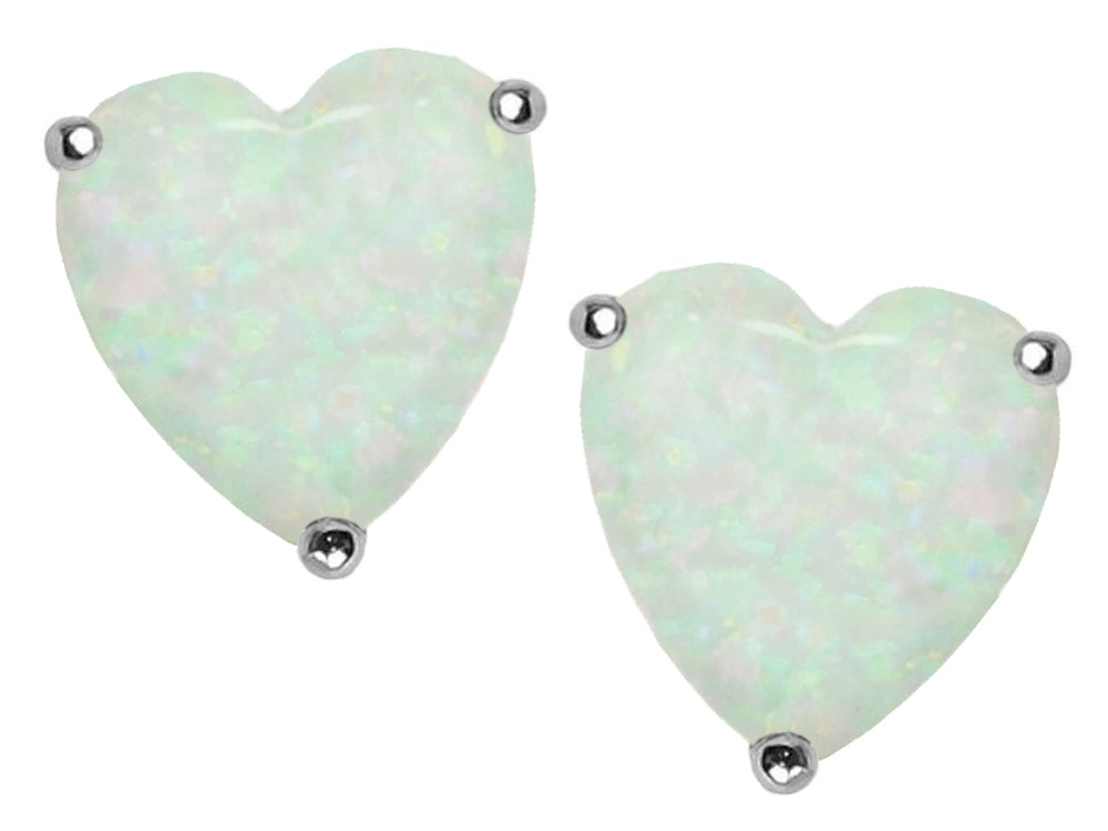 Star K™ 7mm Heart Shape Created Opal Earrings Studs