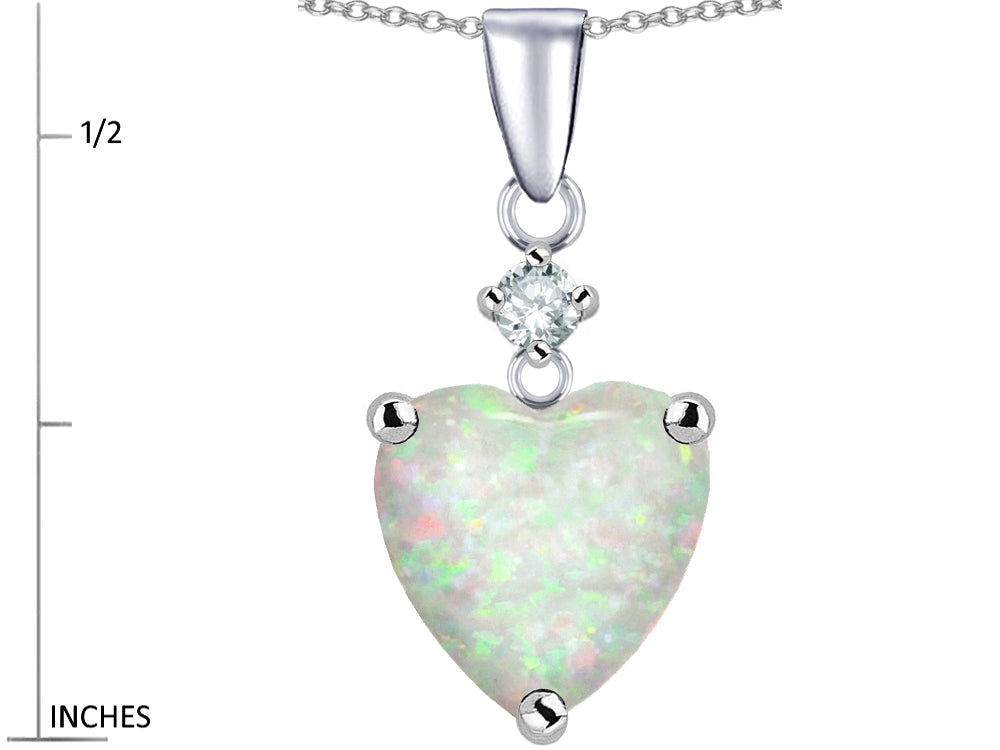 Star K™ Heart Shape 8mm Created Opal and Cubic Zirconia Pendant Necklace