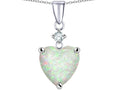 Star K™ Heart Shape 8mm Created Opal and Cubic Zirconia Pendant Necklace