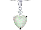 Star K™ Heart Shape 8mm Created Opal and Cubic Zirconia Pendant Necklace