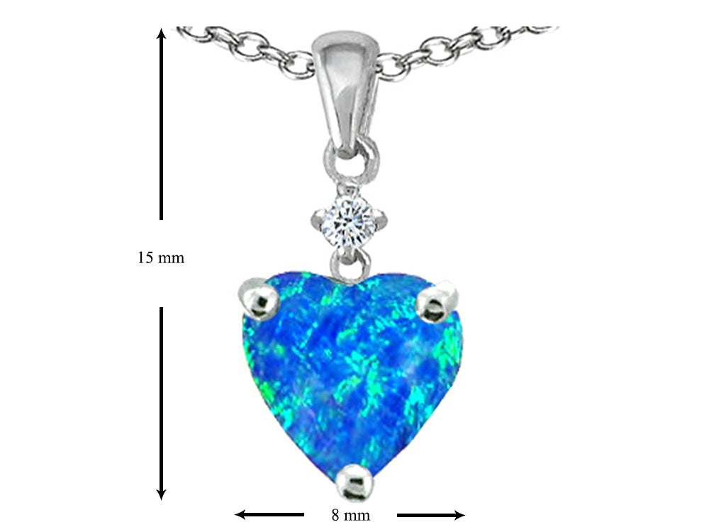 Star K™ Heart Shape 8mm Blue Created Opal and Cubic Zirconia Pendant Necklace