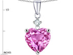 Star K™ 8mm Heart Shape Created Pink Sapphire Pendant Necklace