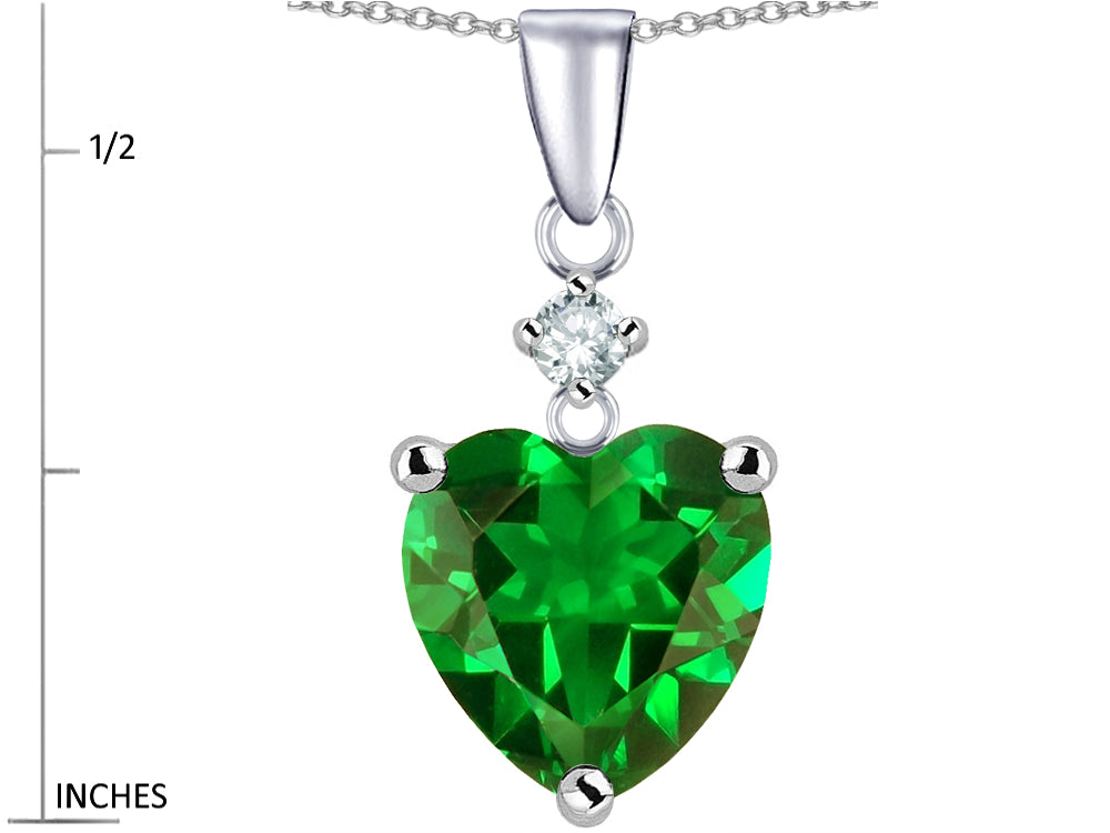 Star K™ 8mm Heart Shape Simulated Emerald Pendant Necklace