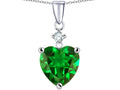 Star K™ 8mm Heart Shape Simulated Emerald Pendant Necklace