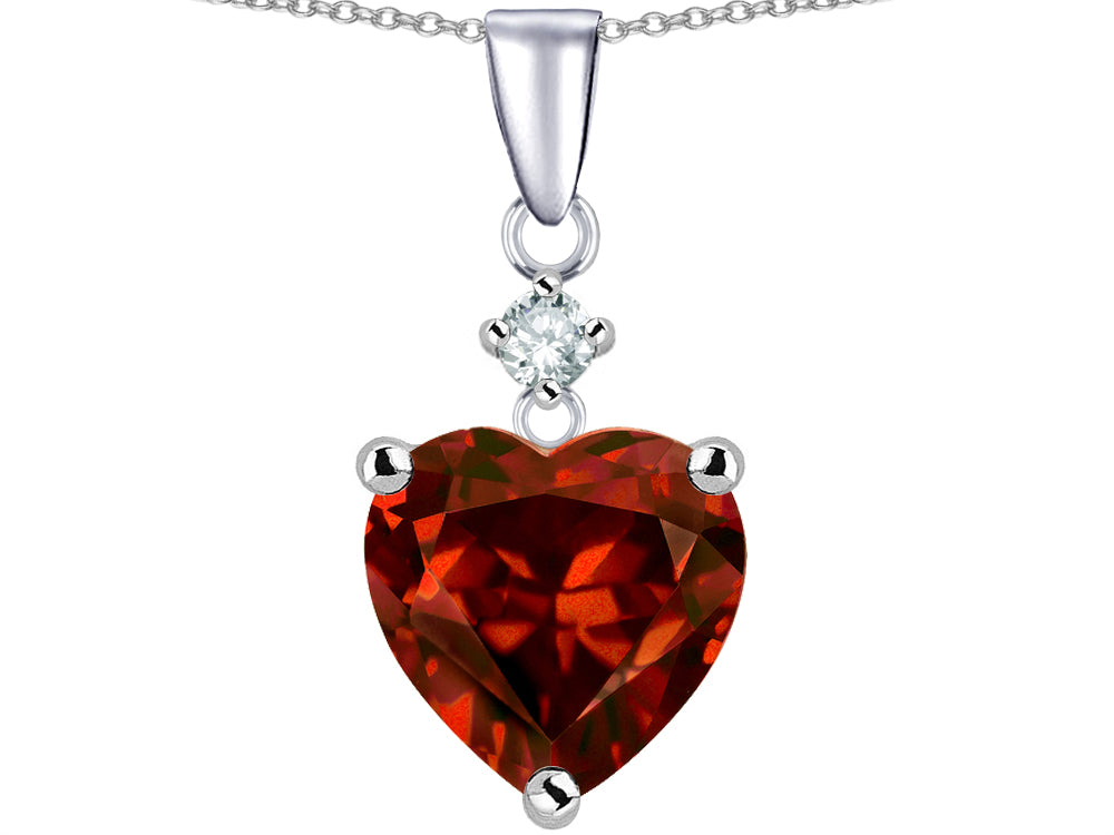 Star K™ Heart Shape 8mm Simulated Garnet Pendant Necklace