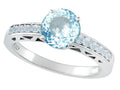 Star K Genuine Aquamarine Solitaire Engagement Ring