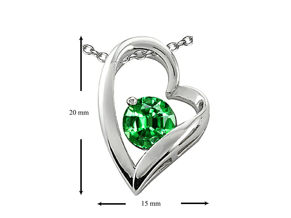 Star K™ 7mm Round Simulated Emerald Heart Pendant Necklace