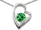 Star K™ 7mm Round Simulated Emerald Heart Pendant Necklace