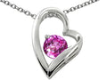 Star K™ 7mm Round Created Pink Sapphire Heart Pendant Necklace