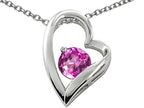 Star K™ 7mm Round Created Pink Sapphire Heart Pendant Necklace