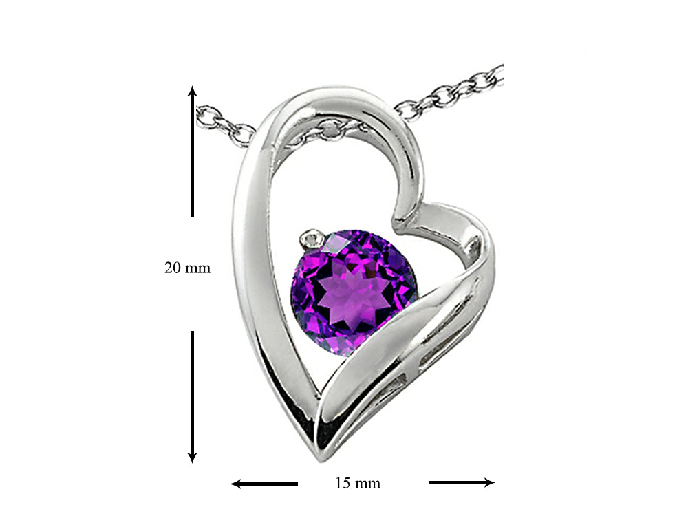 Star K™ 7mm Round Simulated Amethyst Heart Pendant Necklace