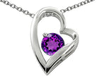 Star K™ 7mm Round Simulated Amethyst Heart Pendant Necklace