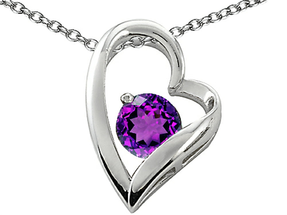 Star K™ 7mm Round Simulated Amethyst Heart Pendant Necklace