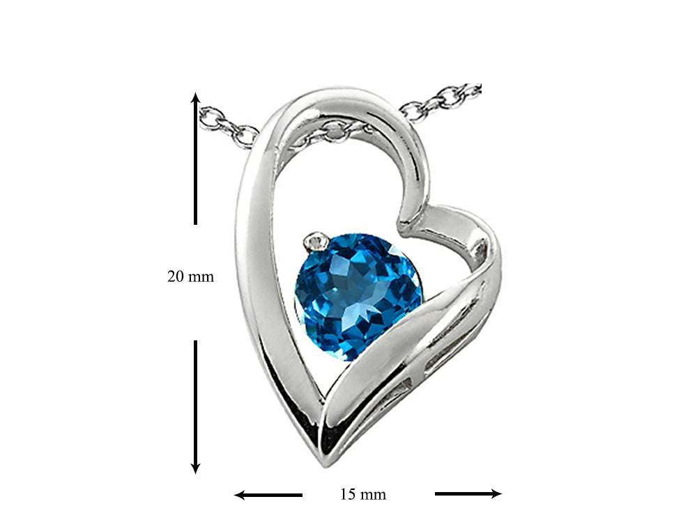 Star K™ 7mm Round Simulated Blue Topaz Heart Pendant Necklace
