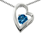 Star K™ 7mm Round Simulated Blue Topaz Heart Pendant Necklace