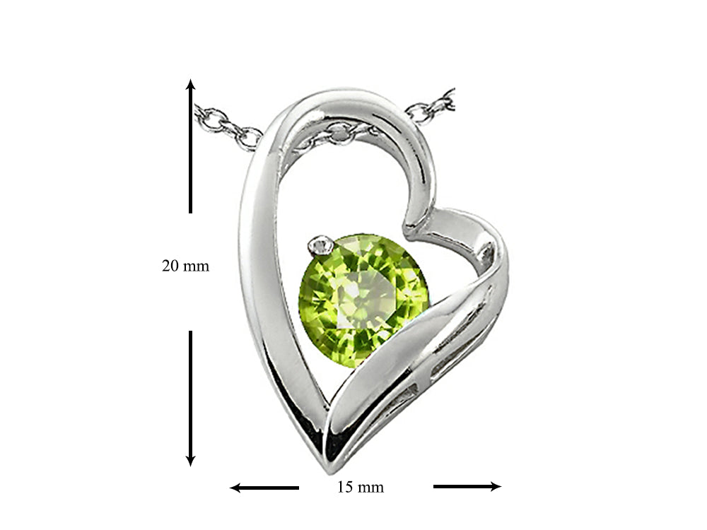 Star K™ 7mm Round Simulated Peridot Heart Pendant Necklace