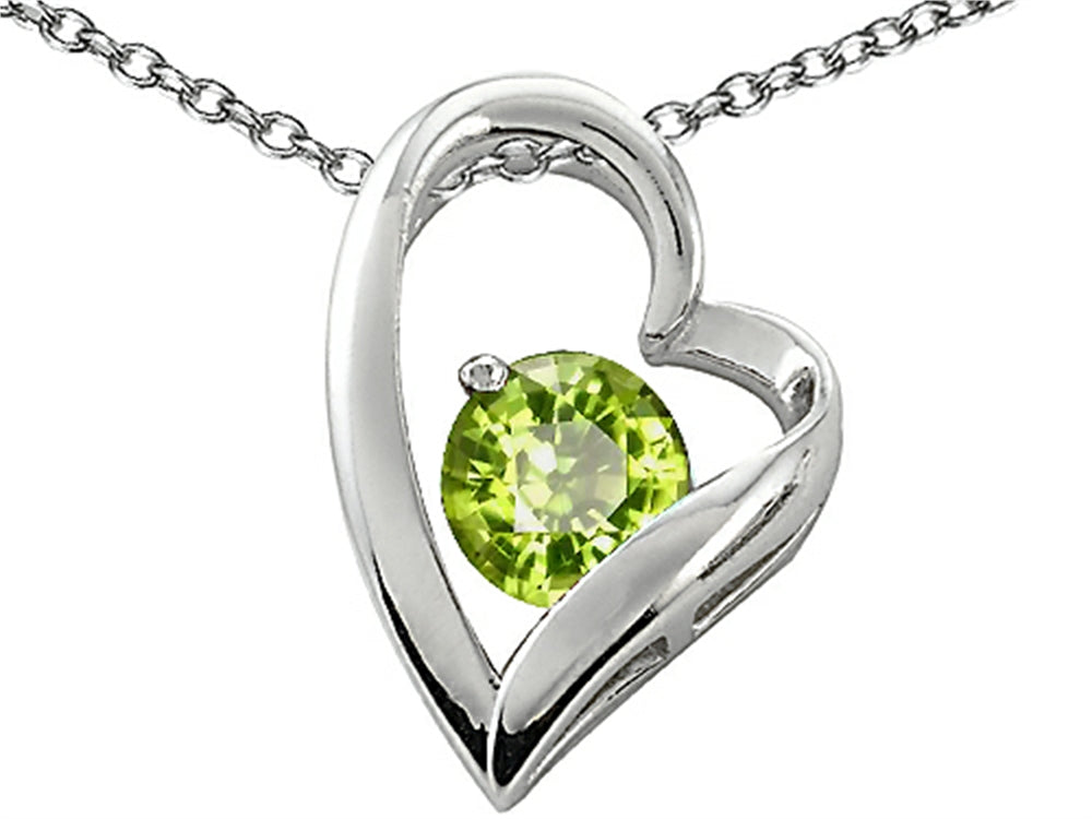Star K™ 7mm Round Simulated Peridot Heart Pendant Necklace