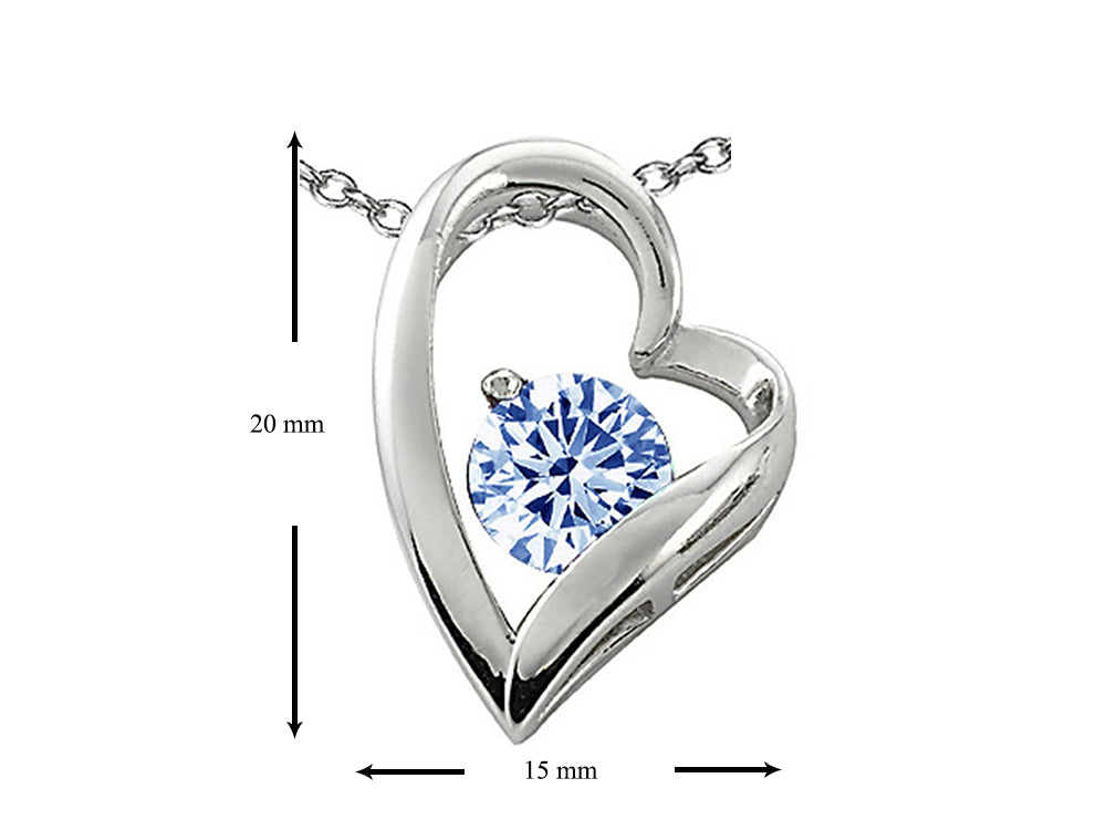 Star K™ 7mm Round Simulated Aquamarine Heart Pendant Necklace