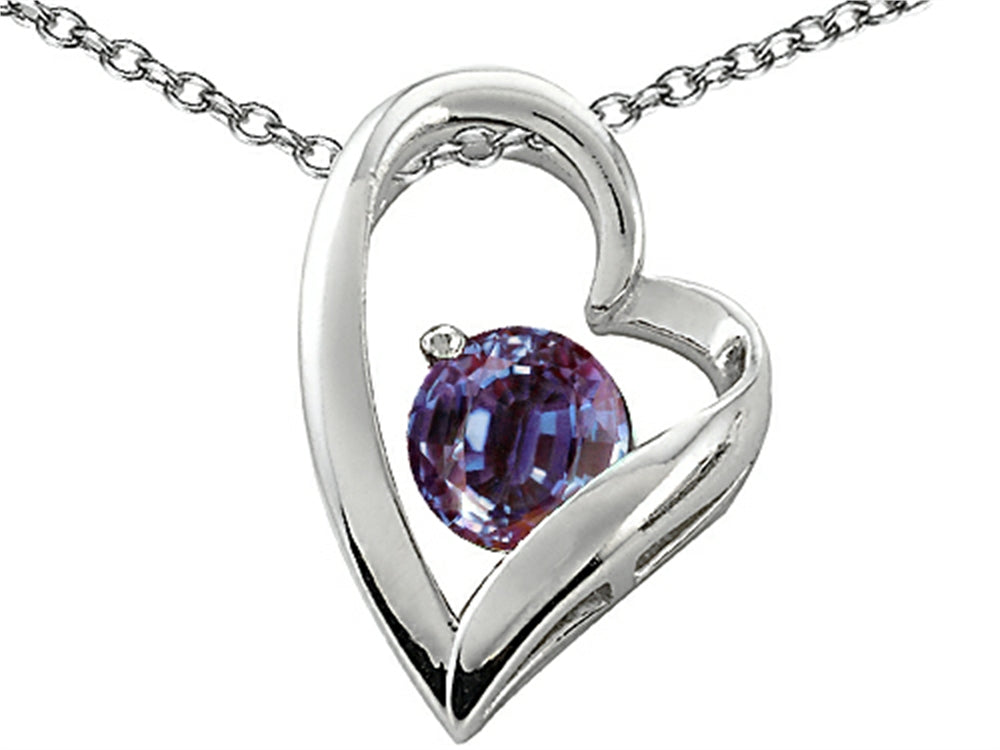 Star K™ 7mm Round Simulated Alexandrite Heart Pendant Necklace