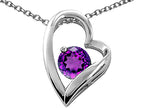 Tommaso Design™ Heart Shaped Genuine Amethyst 7mm Round Pendant Necklace