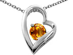 Tommaso Design™ Heart Shaped Genuine Citrine 7mm Round Pendant Necklace