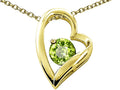 Tommaso Design™ Heart Shaped Genuine Peridot 7mm Round Pendant Necklace