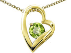 Tommaso Design™ Heart Shaped Genuine Peridot 7mm Round Pendant Necklace