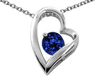 Tommaso Design™ Heart Shaped Created Blue Sapphire 7mm Round Pendant Necklace