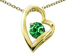 Tommaso Design™ Heart Shaped Simulated Emerald 7mm Round Pendant Necklace