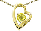 Tommaso Design™ Heart Shaped Genuine Lemon Quartz 7mm Round Pendant Necklace