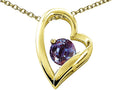 Tommaso Design™ Heart Shaped Simulated Alexandrite 7mm Round Pendant Necklace