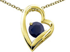 Tommaso Design™ Heart Shaped Genuine Black Sapphire 7mm Round Pendant Necklace