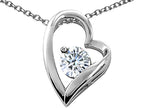 Tommaso Design™ Heart Shaped Genuine White Topaz 7mm Round Pendant Necklace
