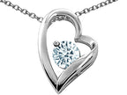Tommaso Design™ Heart Shaped Genuine Aquamarine 7mm Round Pendant Necklace