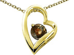Tommaso Design™ Heart Shaped Genuine Smoky Quartz 7mm Round Pendant Necklace