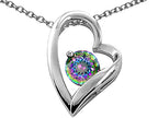 Tommaso Design™ Heart Shaped Mystic Rainbow Topaz Round 7mm Pendant Necklace