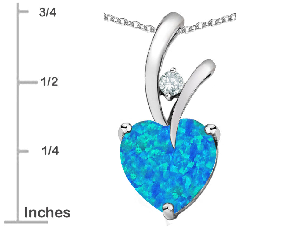 Star K™ Heart Shape 8mm Blue Created Opal and Cubic Zirconia Endless Love Pendant Necklace