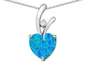 Star K™ Heart Shape 8mm Blue Created Opal and Cubic Zirconia Endless Love Pendant Necklace